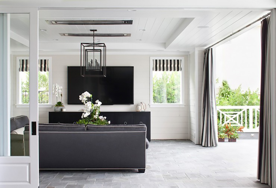 Gray Black White Contemporary Indoor Outdoor living space